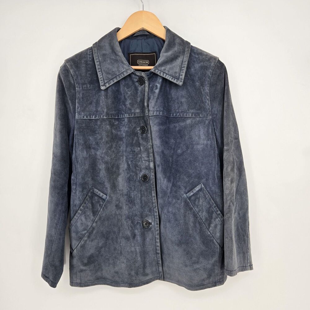 Vintage Coach blue suede jacket -‎ womens L